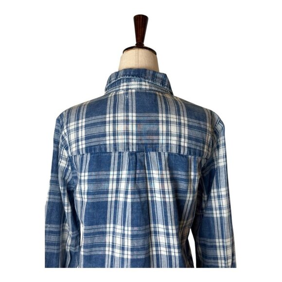 BLANKNYC Shirt‎ Women XS Blue Plaid You Oughta Know Raw Hem Button Up Western - Picture 6 of 12